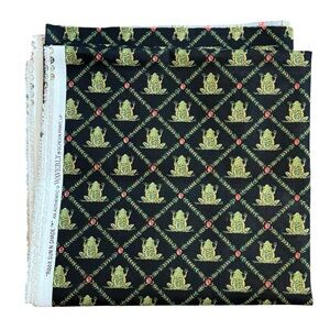 Waverly Sun N Shade Outdoor Fabric Frog RIBBIT Black Green Remnant 54” X 56”